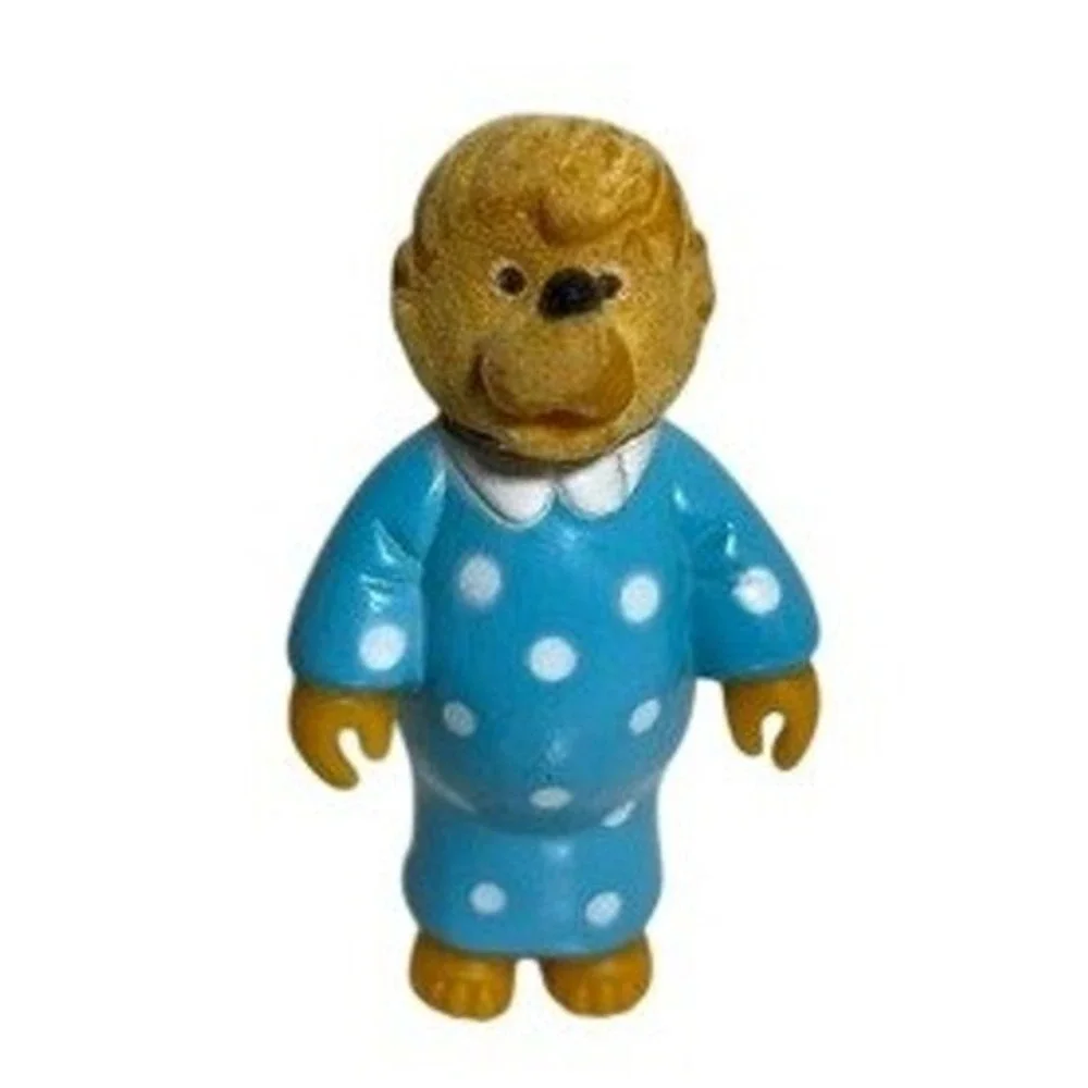 Vintage Berenstain Bears 1986 Mama Bear Figure Blue Polka Dot‎ Dress Plastic Toy